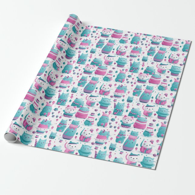 Wrapping Paper - Transgender Pride Cats 1 (Unrolled)