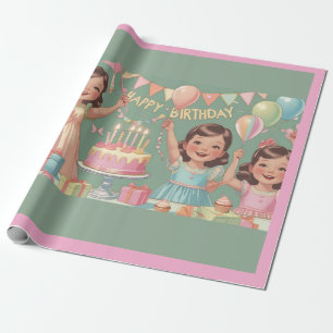 Wrapping Paper-Vintage Birthday Party Wrapping  Paper