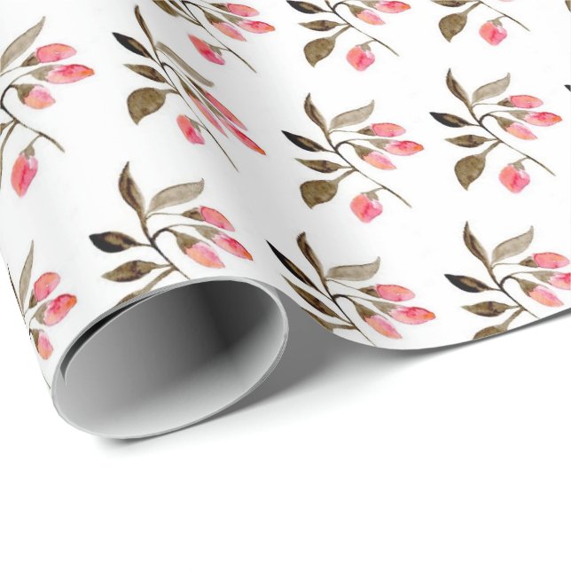 Wrapping Paper - Watercolour Floral Rose Buds (Roll Corner)