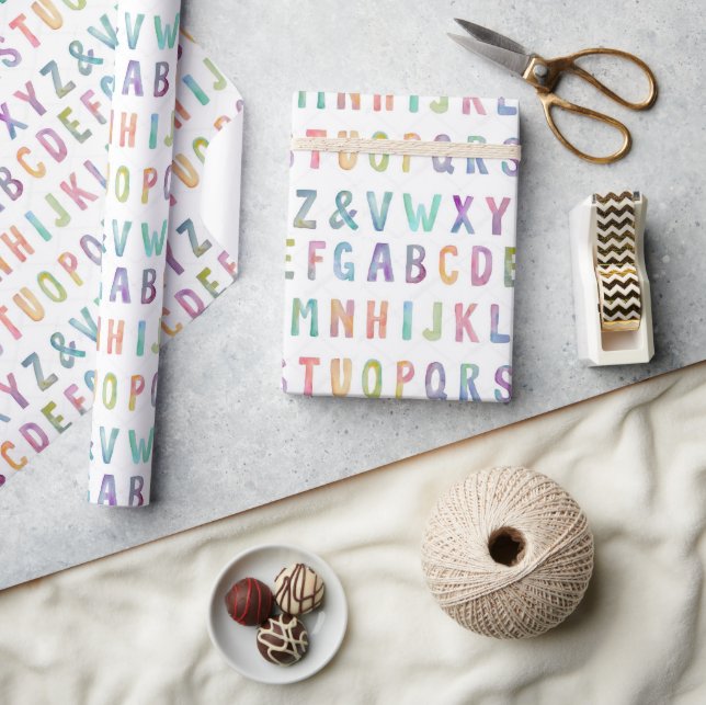 Wrapping Paper - Watercolours Alphabet (Crafts)
