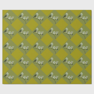 Wrapping Paper White orchids flowers on green