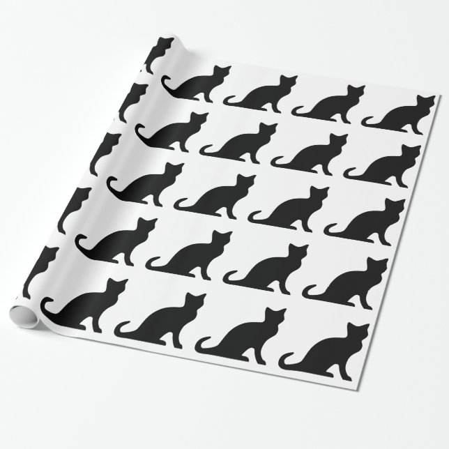 Wrapping paper with black and white cat design (Unrolled)