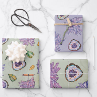 Wrapping Paper with Crystal and Geode Pattern