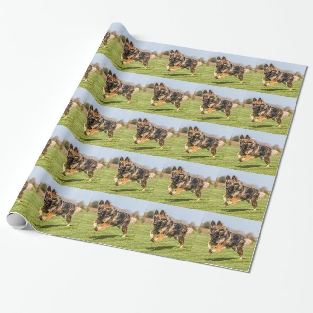 Wrapping paper with German Shepherd Dog Alsatian (Unrolled)