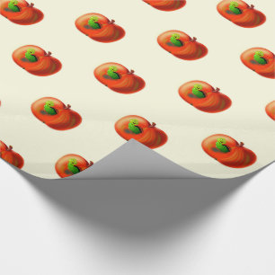 Wrapping Paper with Happy Apple Worm