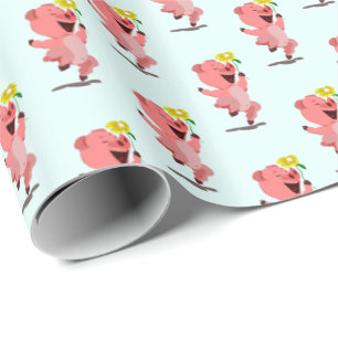 Wrapping Paper with Happy Piggy