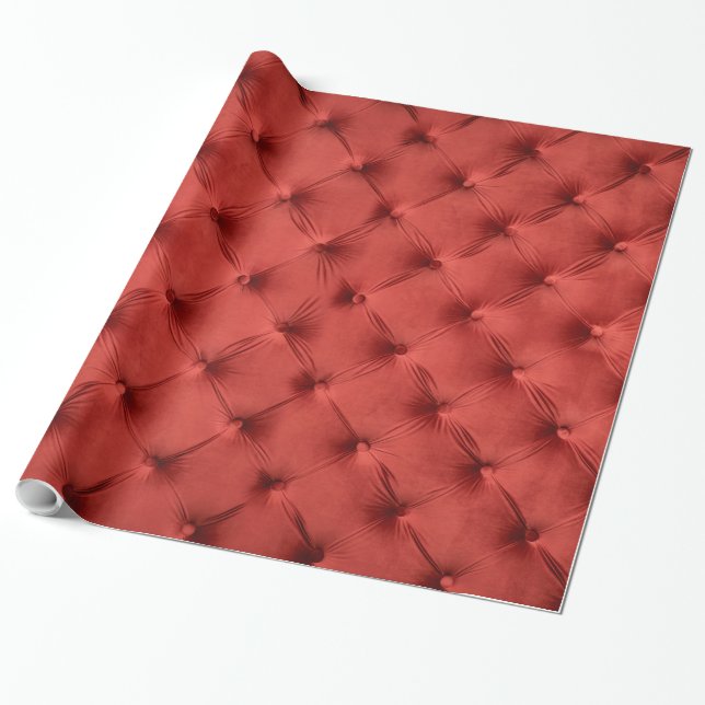 Wrapping paper with velveteen Red capitone texture (Unrolled)