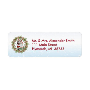Wreath and Santa Wreath Address Label