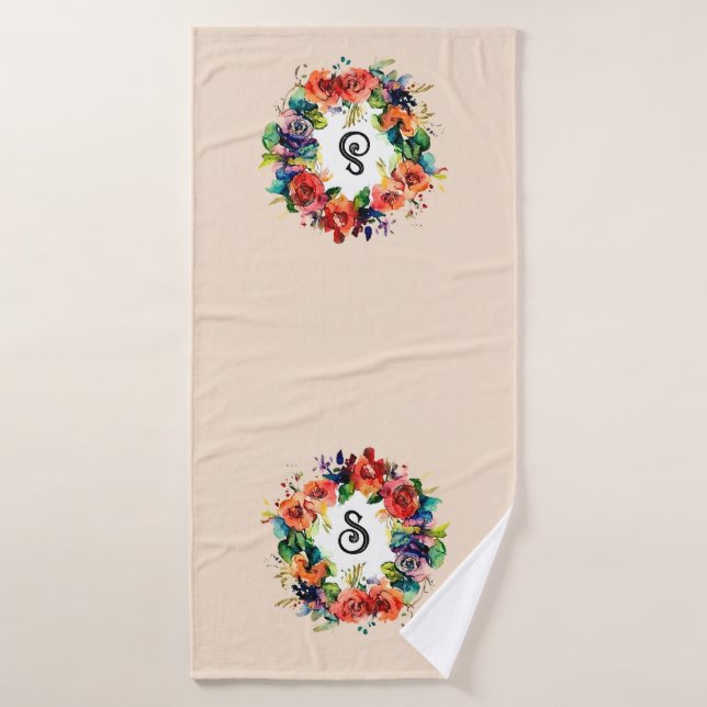 Wreath aquarelle (Serviette de bain)