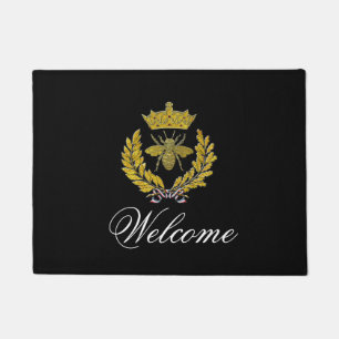 Wreath & Bee & Crown Your Colour & Greeting Doormat