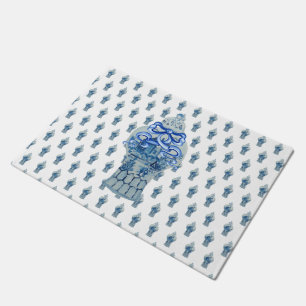 Wreath Blue & White Ginger Jar Doormat