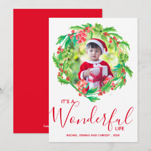 Wreath Christmas Photo Holiday Card