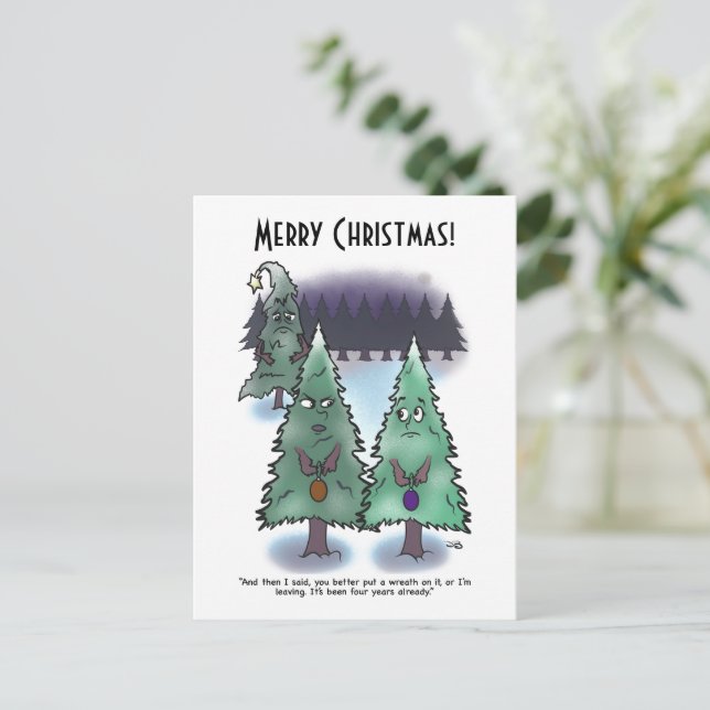 Wreath Christmas Post Card (Standing Front)