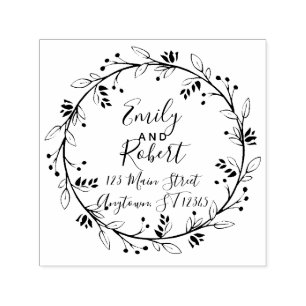 Wreath Customizable Wedding Return Address Stamp