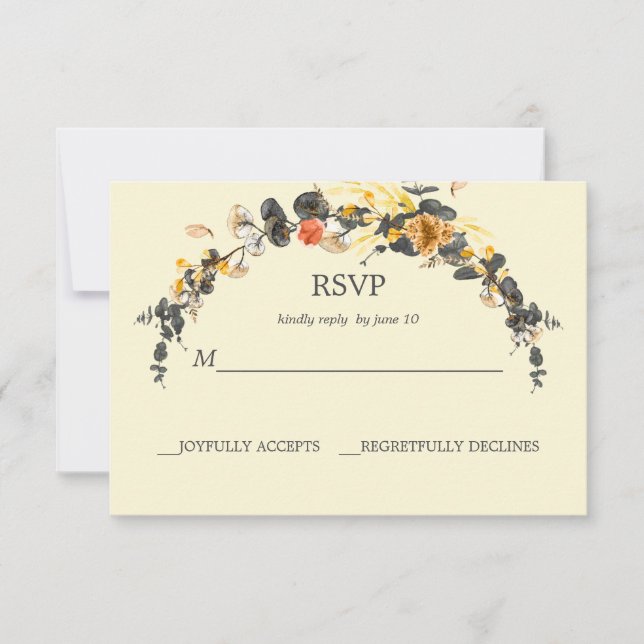 Wreath d'automne | Mariage moderne RSVP (Devant)