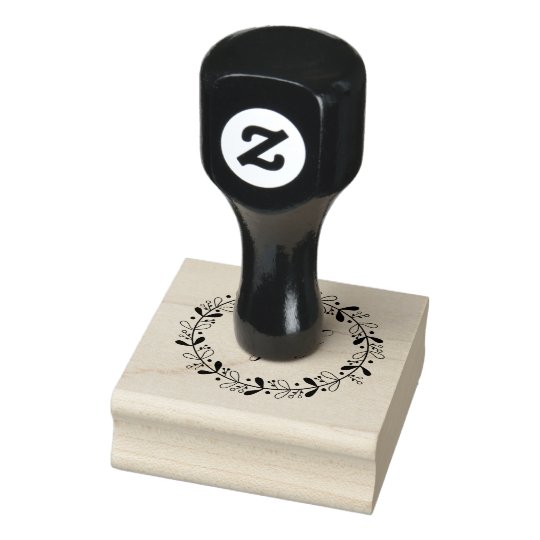Wreath design thank you rubber stamp