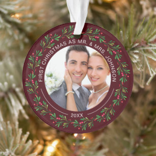 Wreath d'hiver Premier Noël en tant que M. et Mme.