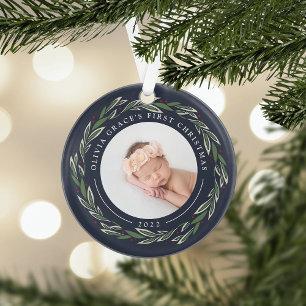 Wreath d'hiver   Première photo de Noël du bébé
