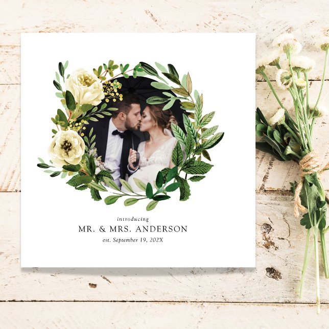 Wreath Elopement Photo Gallery Tri-Fold Invitation (Creator Uploaded)
