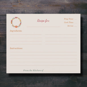 Wreath & Fall Bridal Shower Recipe Card