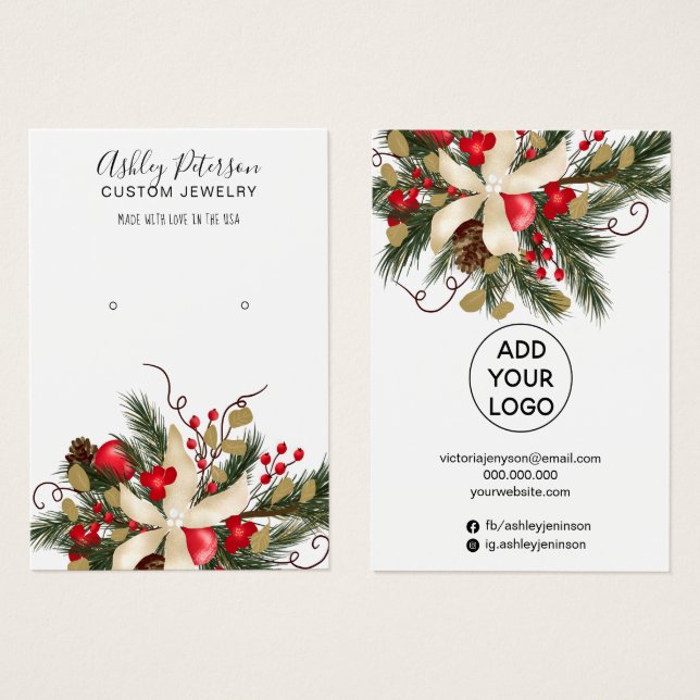 Wreath floral watercolor jewellery earring display (Front & Back)