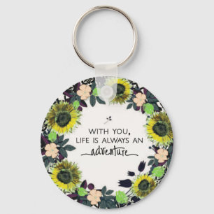 Wreath Flowers Greenery Floral Religious Gift Art Keychain