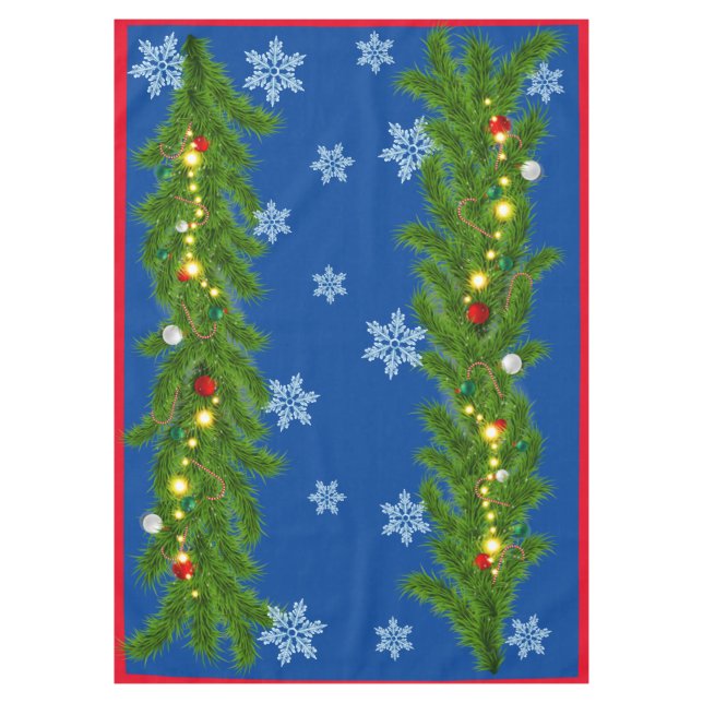 Wreath for Holiday Christmas Garland Tablecloth (Front)