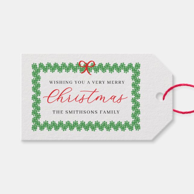 Wreath Framed Holiday  Gift Tags (Front (Horizontal))