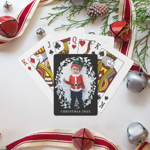 Wreath Holiday Photo Large Easy to Read Playing Cards