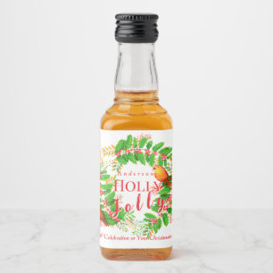 Wreath Holly Jolly Family White Beverage Label Set
