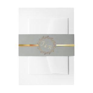 Wreath Monogram & Ribbon - Sage Invitation Belly Band