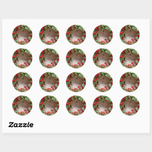 Wreath of berries and greenery classic round sticker