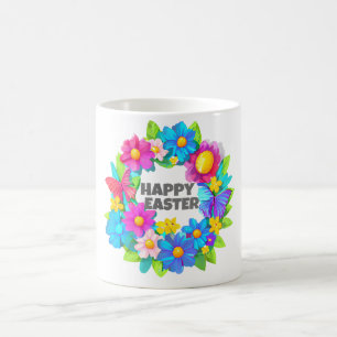 Wreath of Colourful Easter Flowers Coffee Mug