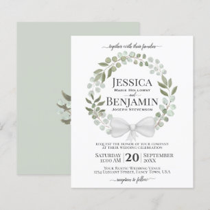 Wreath of Greenery BUDGET Wedding Invitation