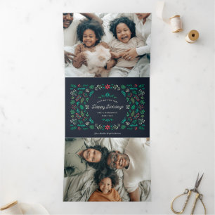 Wreath of Joy Tri-Fold Holiday Card