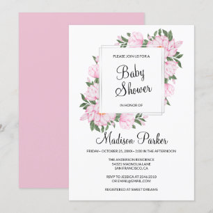 Wreath of Pink Flowers Invitation