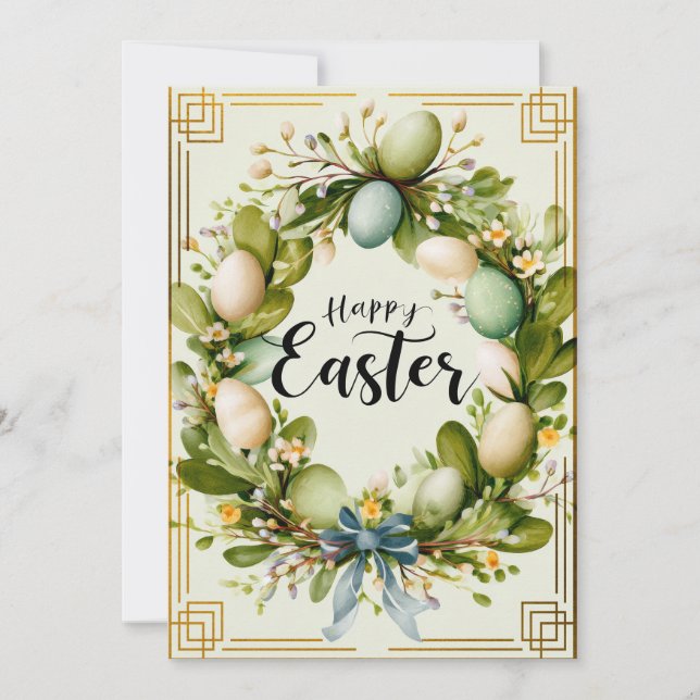 Wreath of Renewal – Easter Elegance Card (Front)