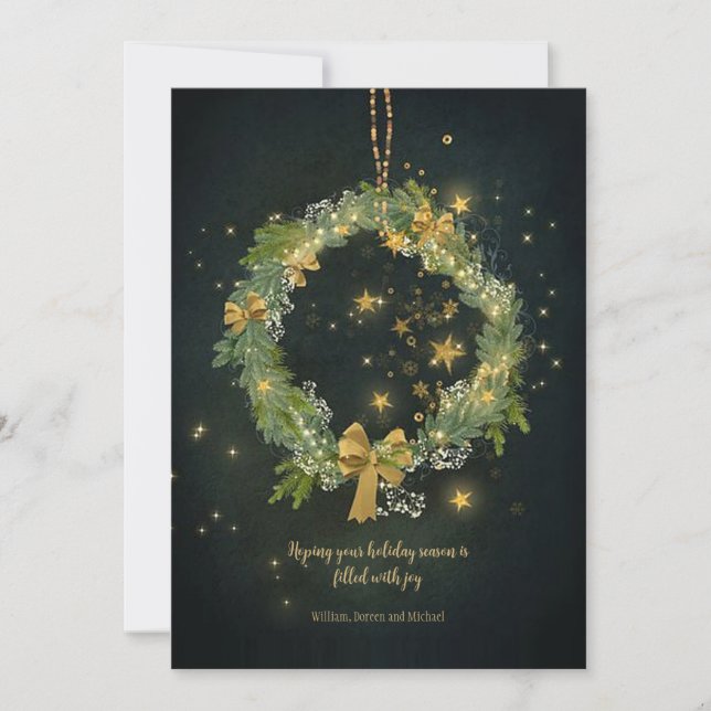Wreath of Stars Holiday Greeting Card (Front)