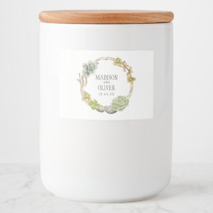 Wreath of Succulents, Twigs and Stones Wedding Food Label