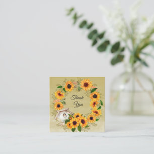 Wreath Of Watercolor Sunflower Thank You Card