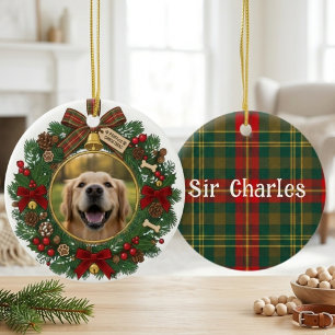 Wreath Pet Photo Festive Ceramic Ornament