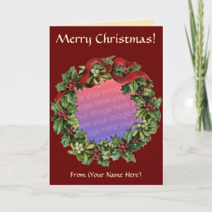 Wreath Photo Christmas Card Template