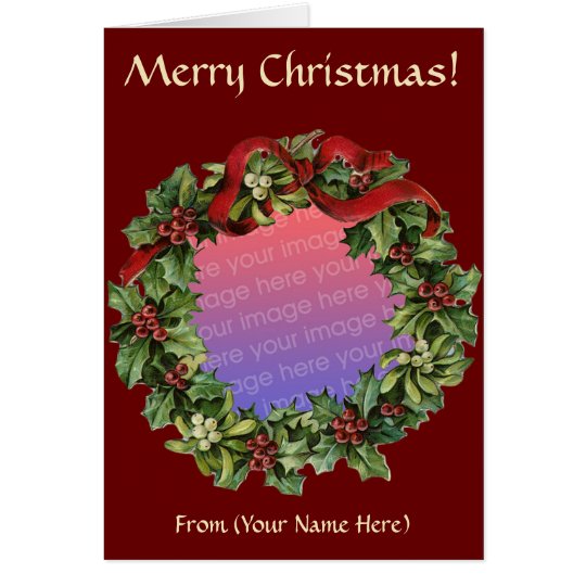 Wreath Photo Christmas Card Template