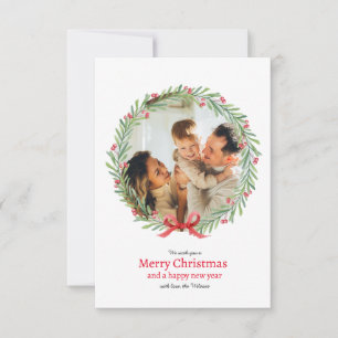 Wreath Photo Christmas Holiday Greeting Card