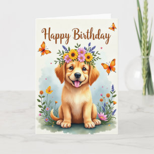 Wreath Pup Birthday Card