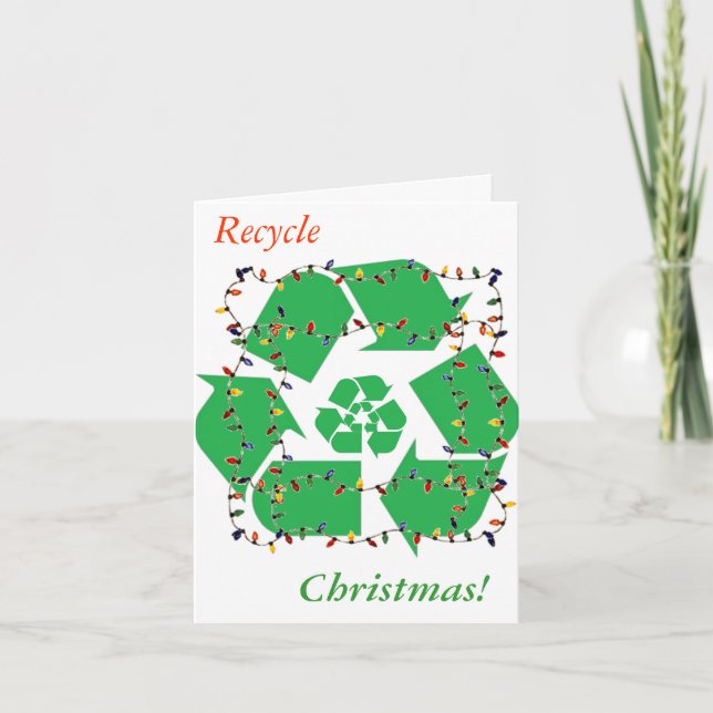 Wreath Recycle Christmas  Note Card (Front)