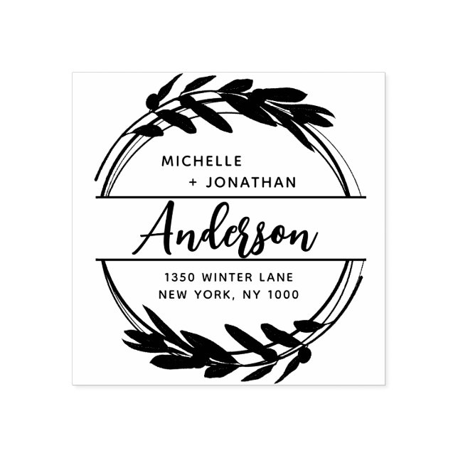 Wreath Return Address Rubber Stamp (Imprint)