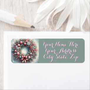 Wreath Sage Green & Pink Personalized Christmas