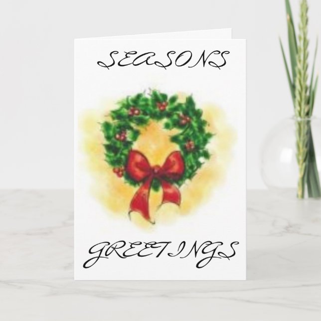 wreath, SEASONS, GREETINGS Holiday Card (Front)