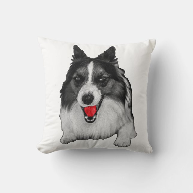 Wreath‑Side Corgi Accent Throw Pillow (Front)